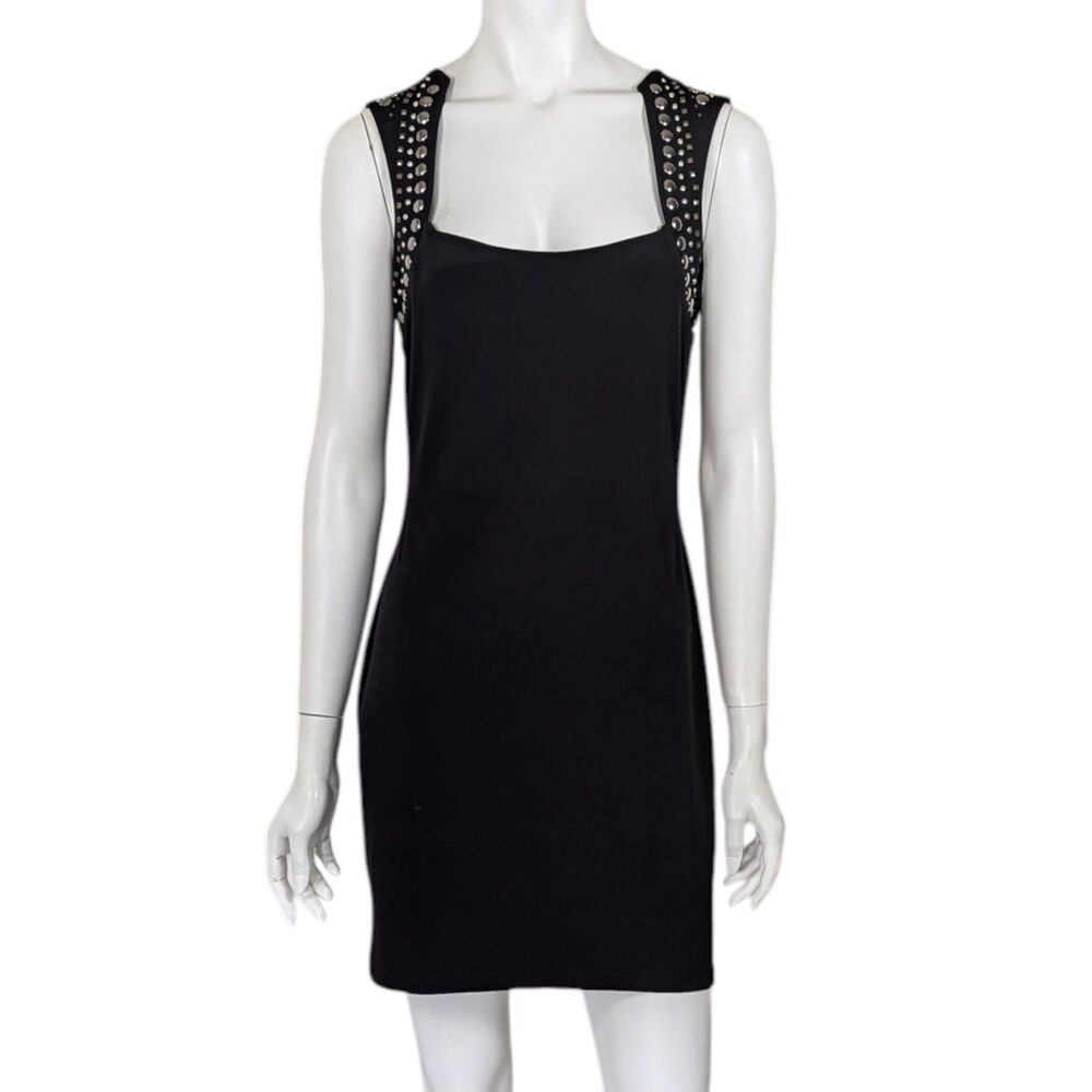 Rock & Republic Black Studded Sleeveless Stretch Mini Dress Size S
